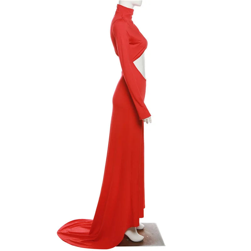 Women's Elegant Red Cut Out Dress