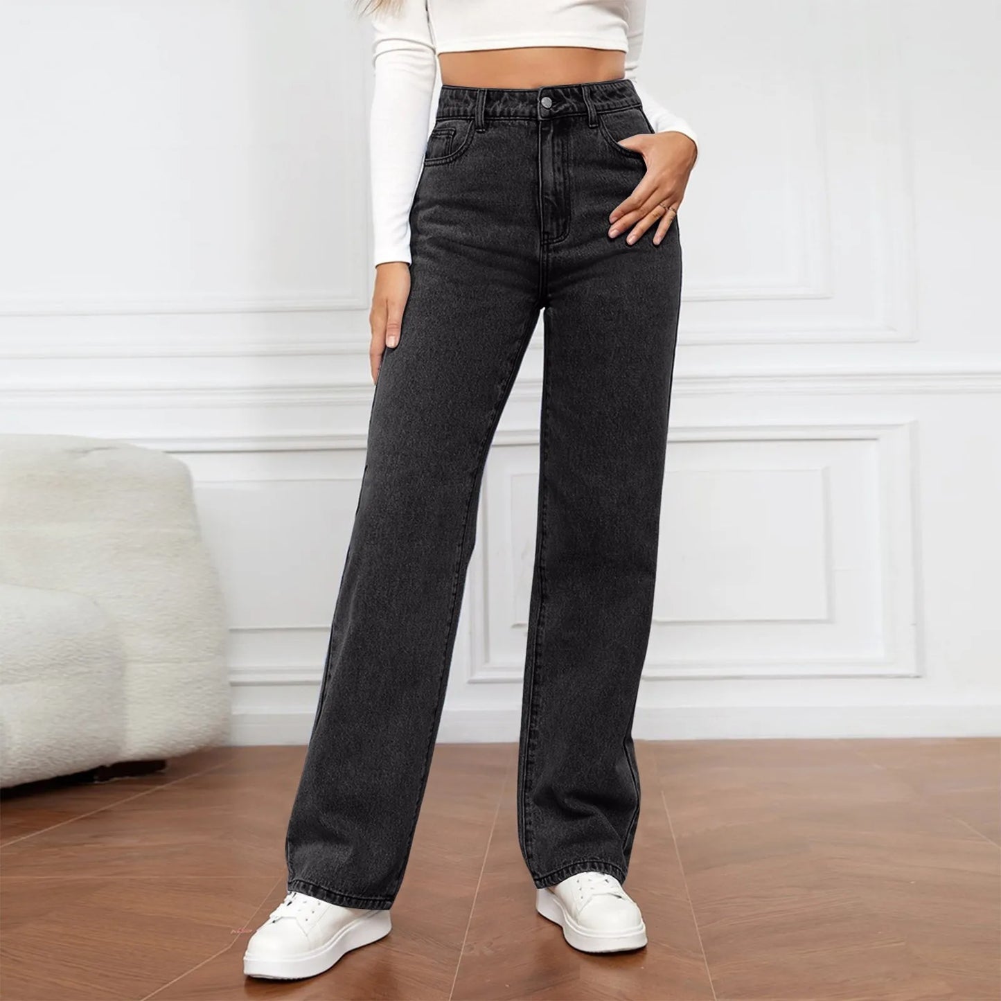 Versatile Straight Leg Pants Jeans