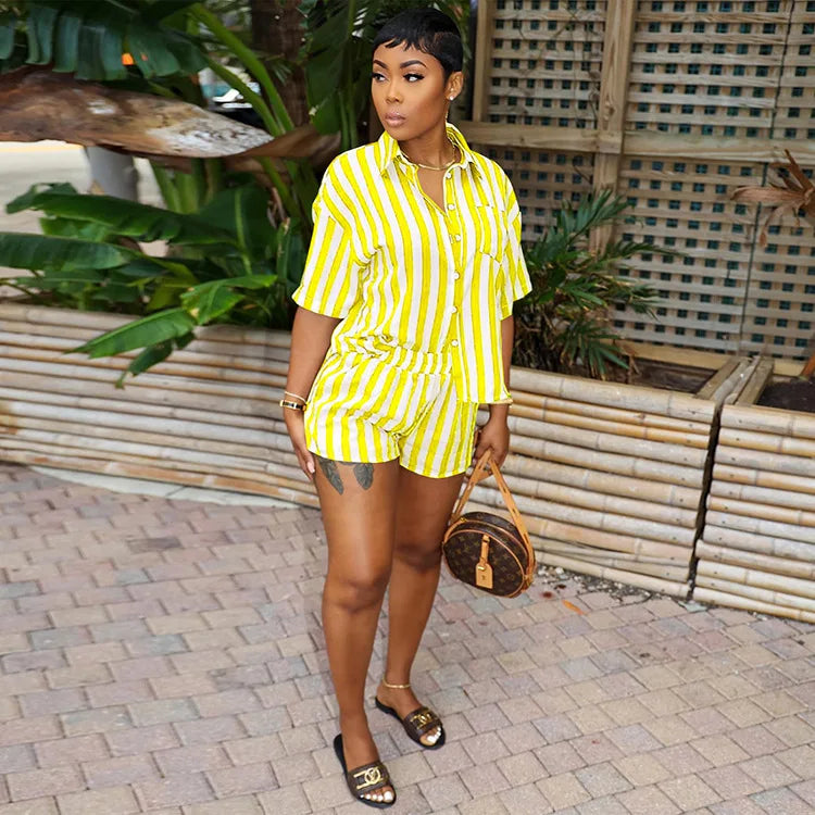 Women's Striped Suit Short Sleeve