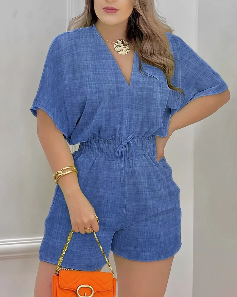 Women V Neck Tops Rompers Overall
