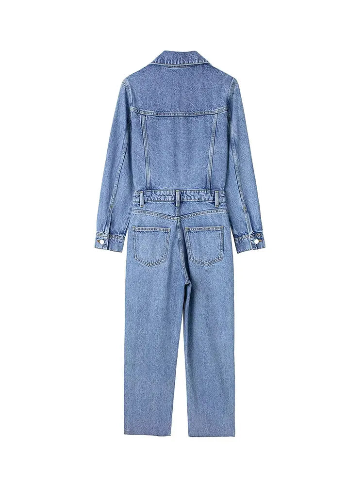 Woman's Jeans Jumpsuit Long Sleeve