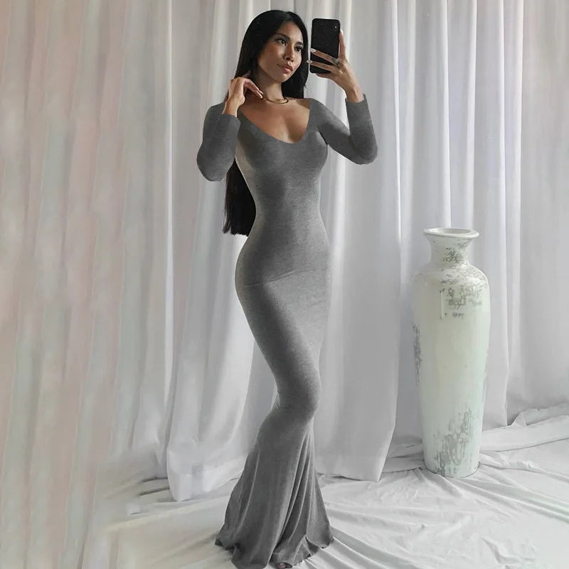 Sexy Spaghetti Strap Black Long Dress.