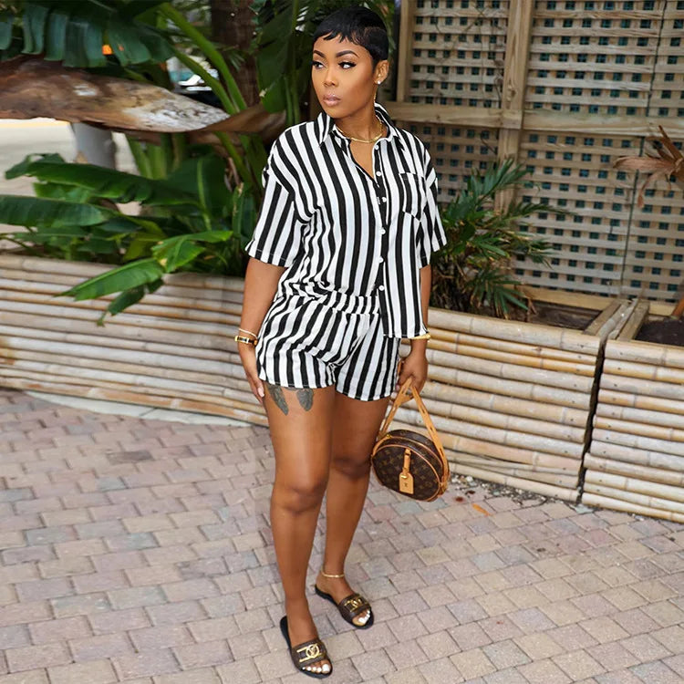 Women's Striped Suit Short Sleeve