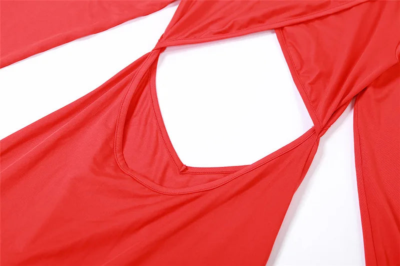 Women's Elegant Red Cut Out Dress
