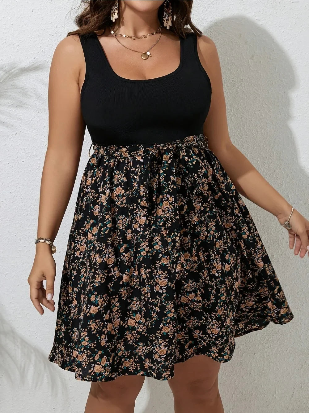 Plus Size Summer Dress Knit Floral