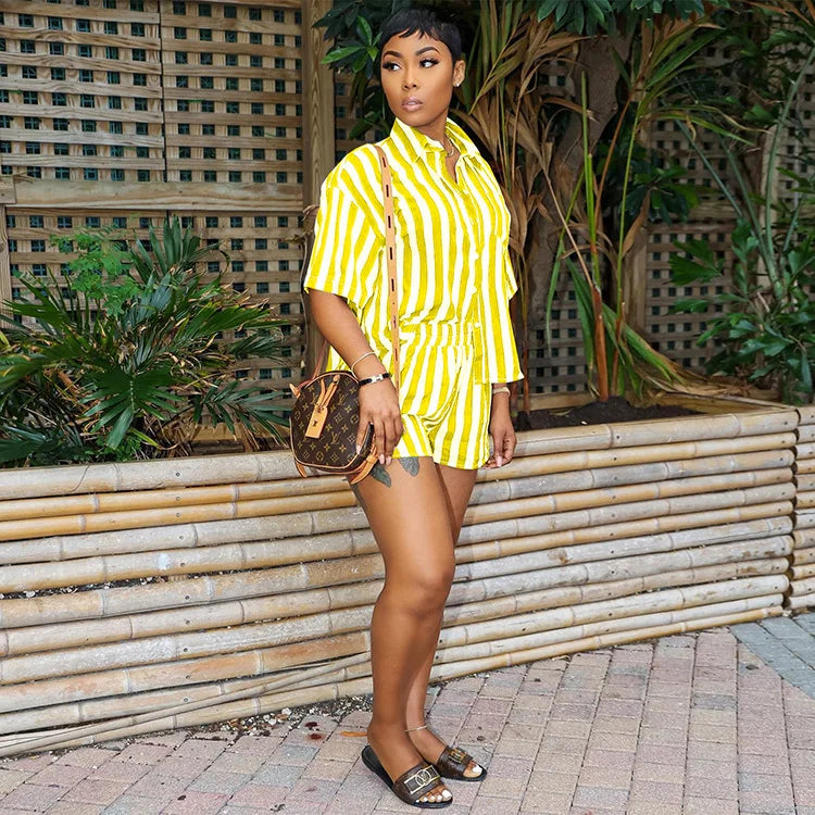 Women's Striped Suit Short Sleeve