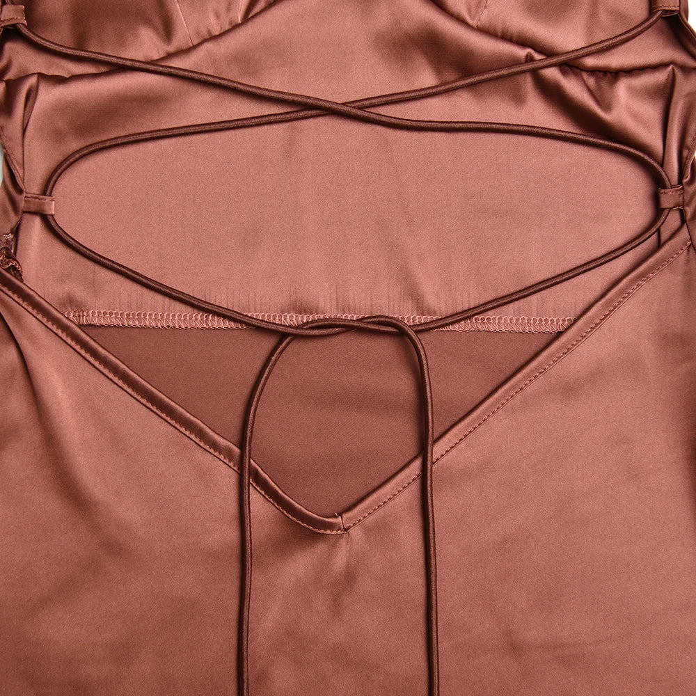 Backless Lace Up Mermaid Slip Dress Women.