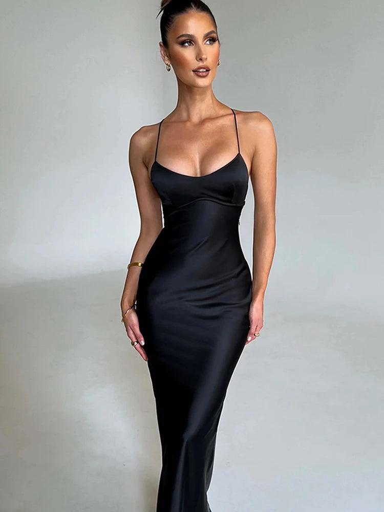 Backless Lace Up Mermaid Slip Dress Women.