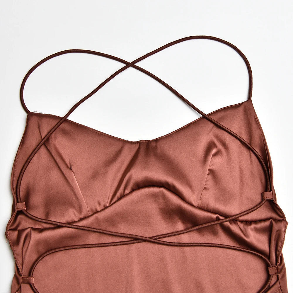 Backless Lace Up Mermaid Slip Dress Women.
