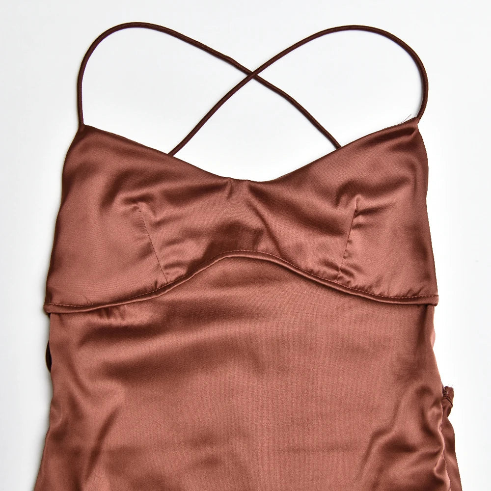Backless Lace Up Mermaid Slip Dress Women.