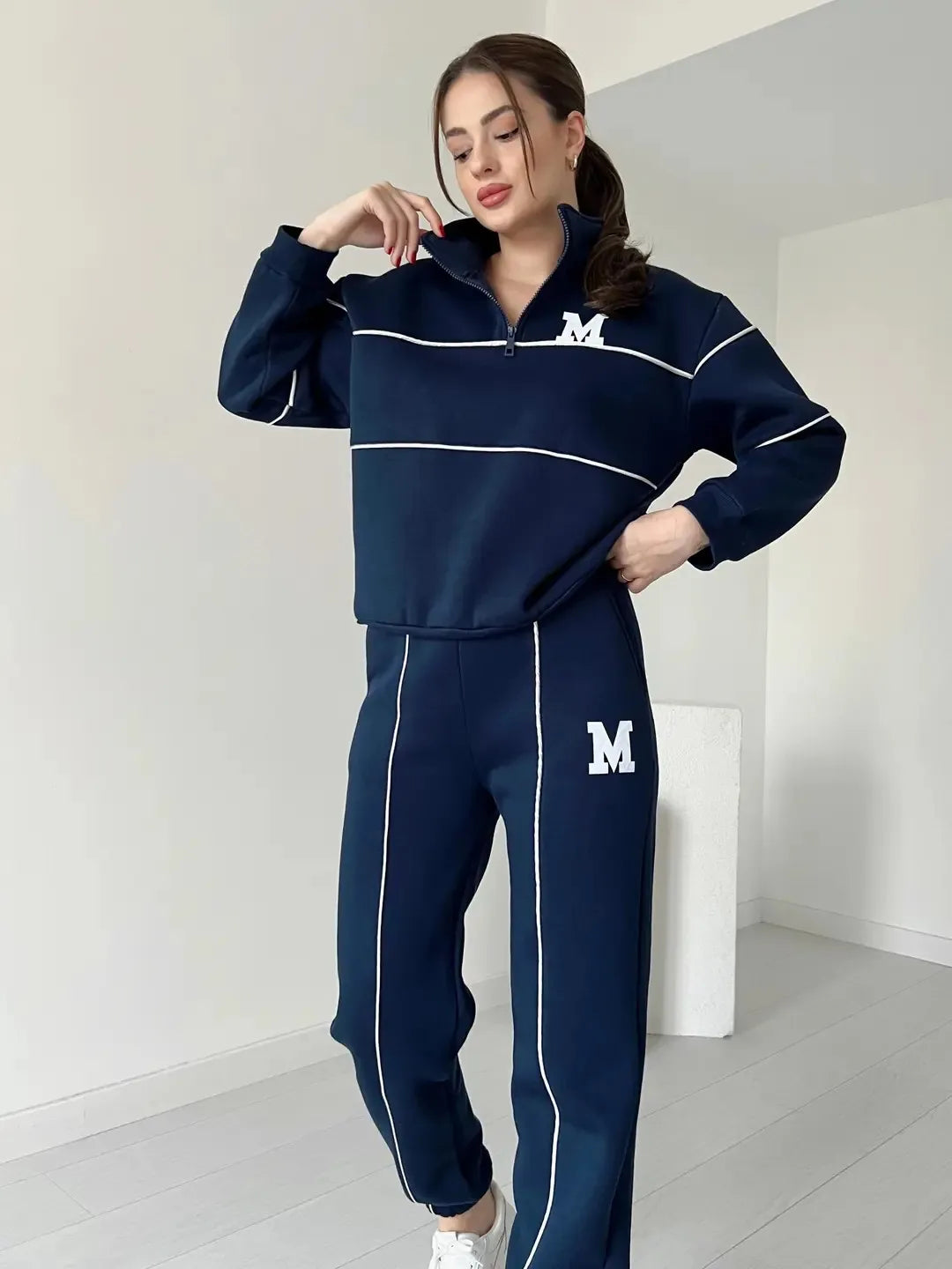 Winter Long-sleeve Top + Sweatpants Two-piece Suit