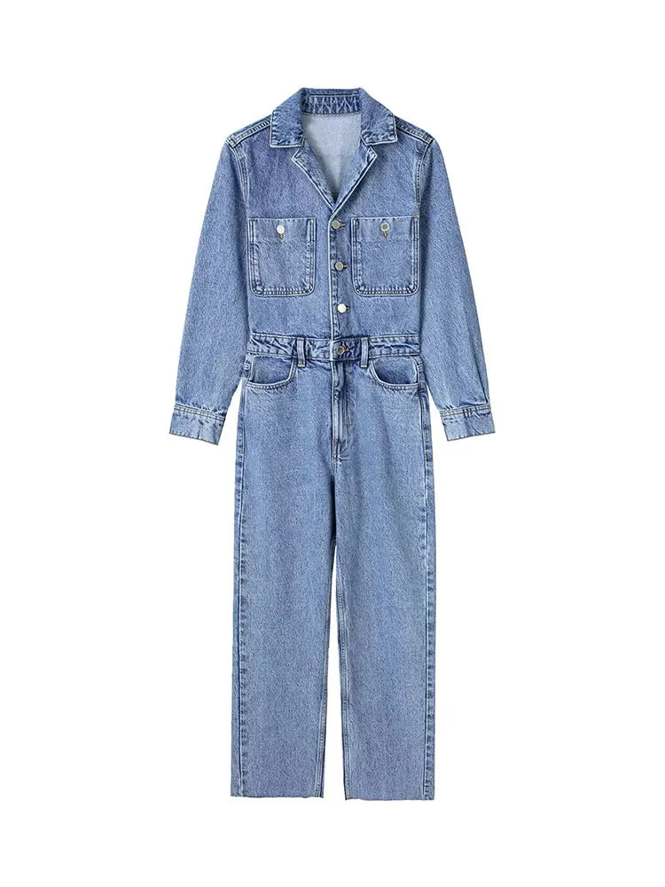 Woman's Jeans Jumpsuit Long Sleeve