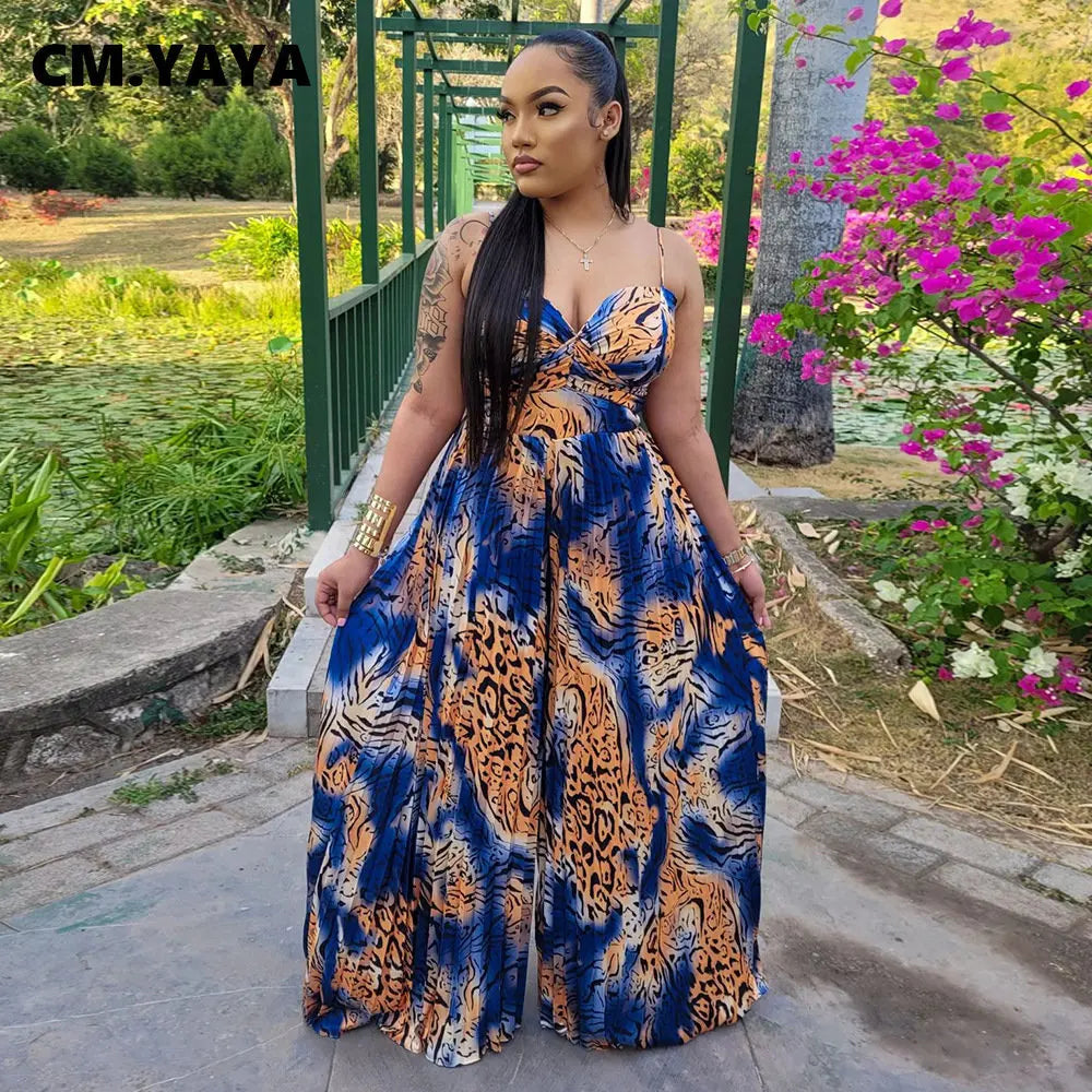 Women Leopard Strap Loose Romper