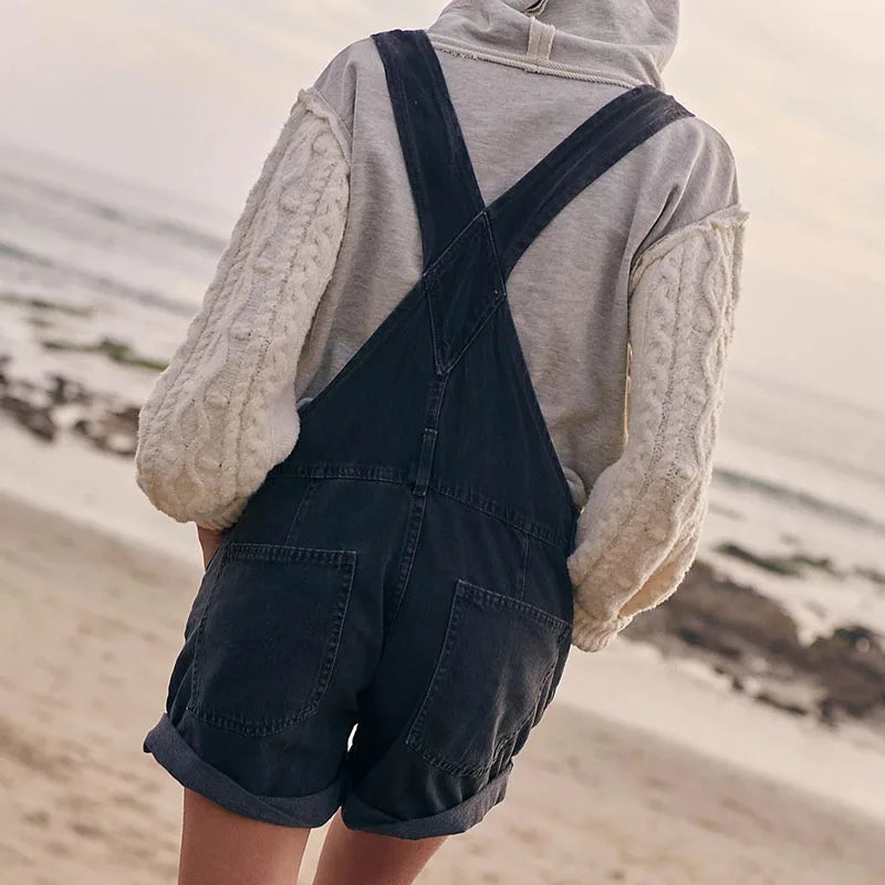 Vintage Black Denim Rompers