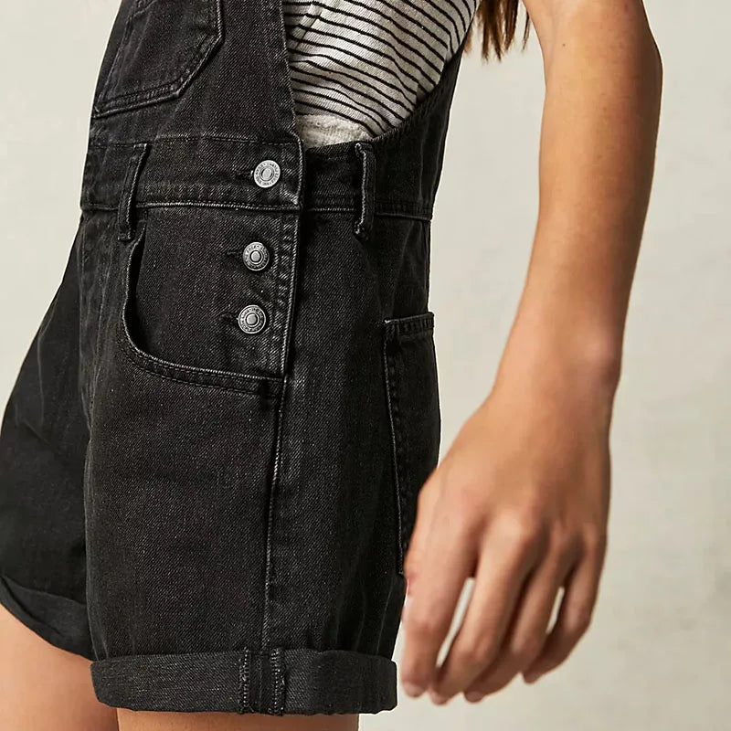 Vintage Black Denim Rompers