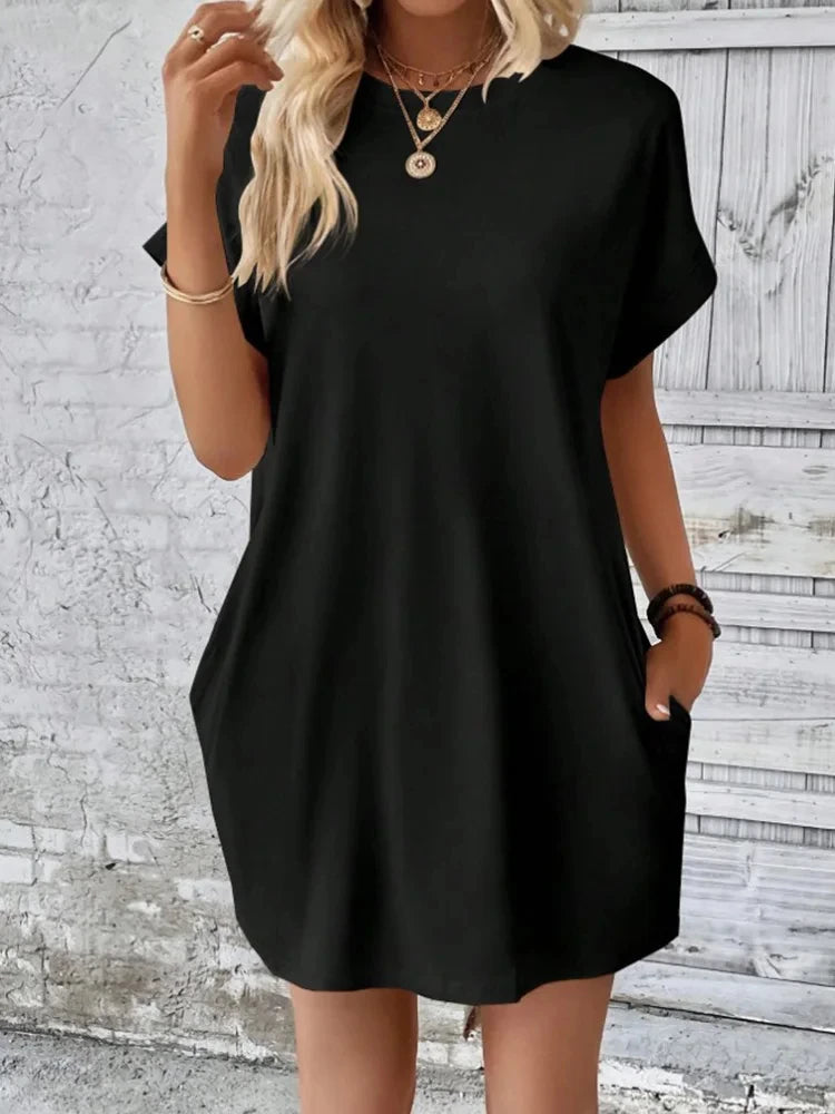 Pocket T-shirt Style Mini Dresses Summer Casual