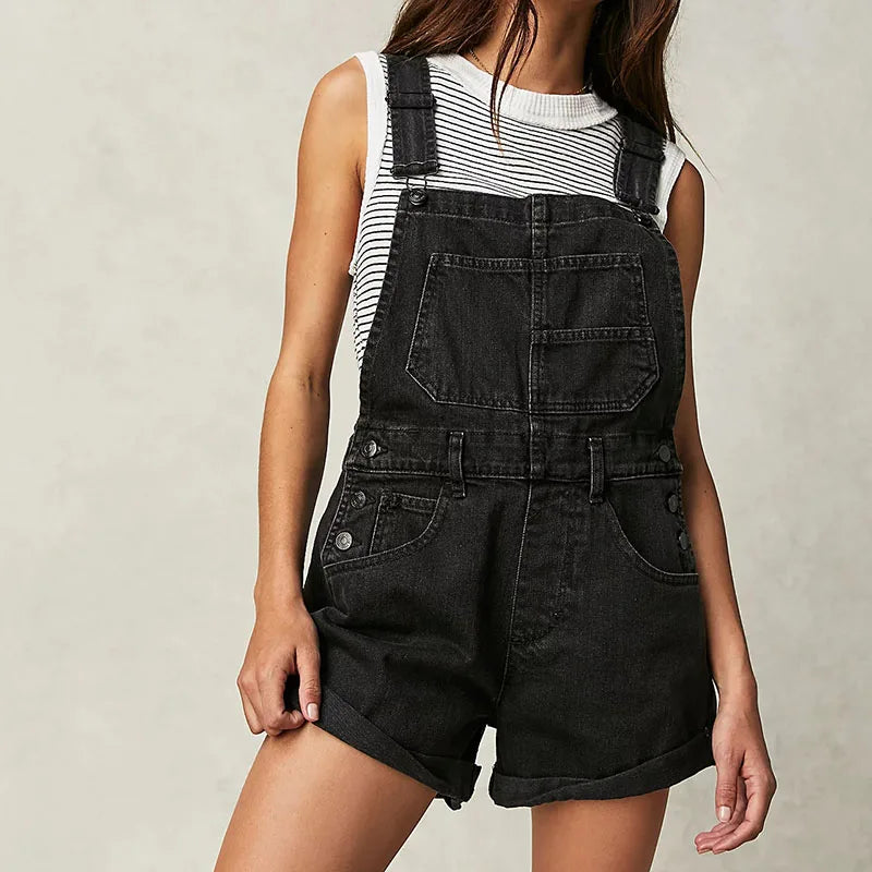 Vintage Black Denim Rompers