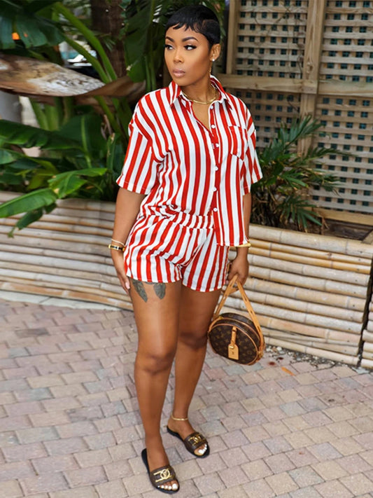 Women's Striped Suit Short Sleeve