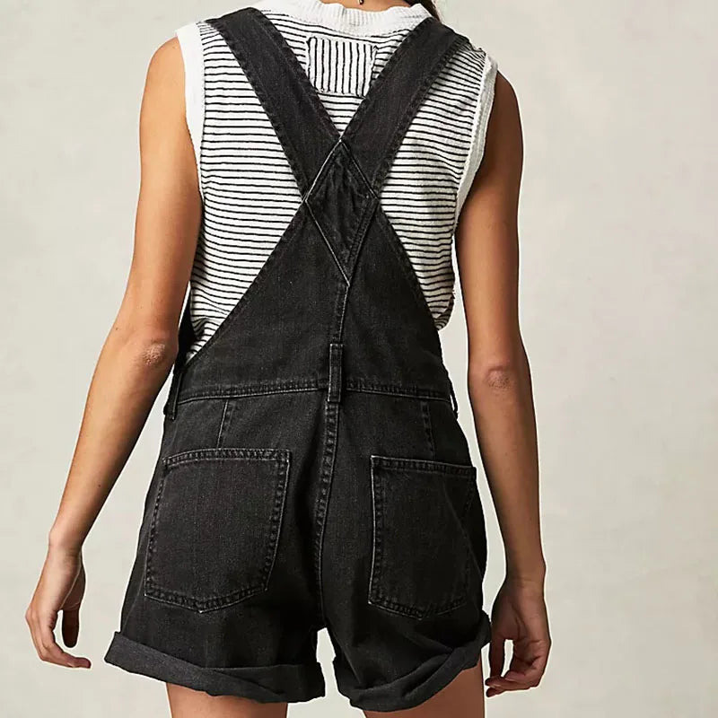 Vintage Black Denim Rompers