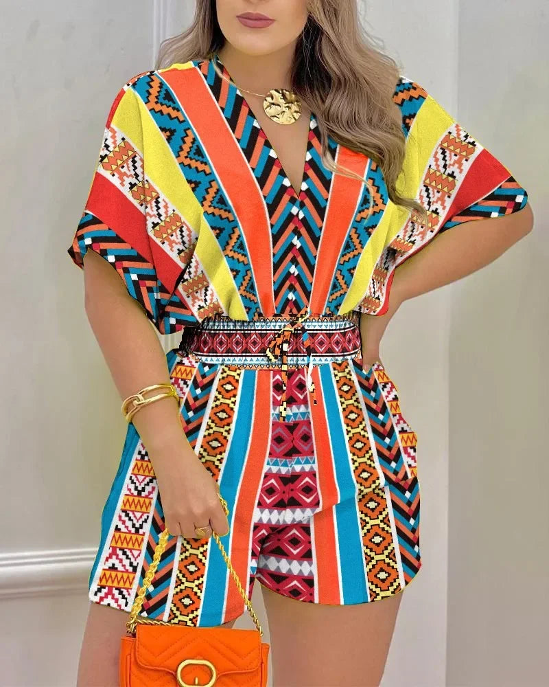 Women V Neck Tops Rompers Overall