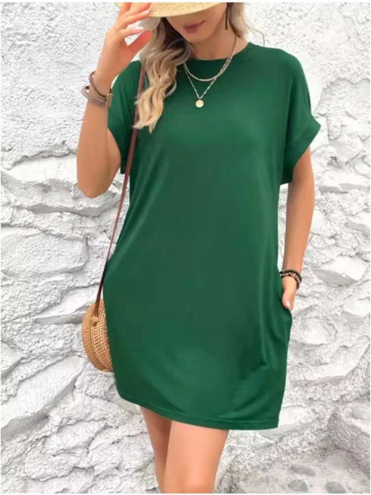 Pocket T-shirt Style Mini Dresses Summer Casual