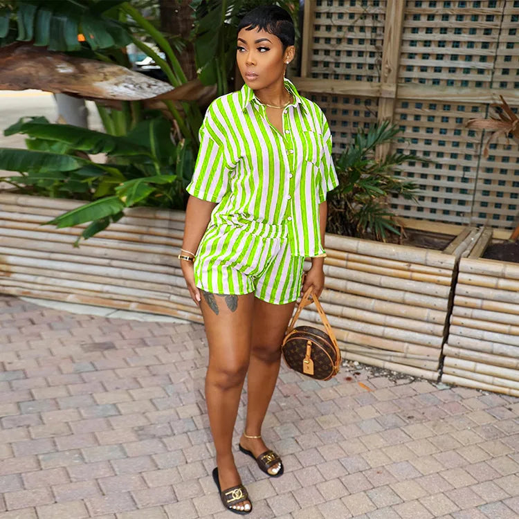 Women's Striped Suit Short Sleeve