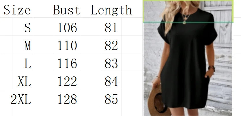 Pocket T-shirt Style Mini Dresses Summer Casual