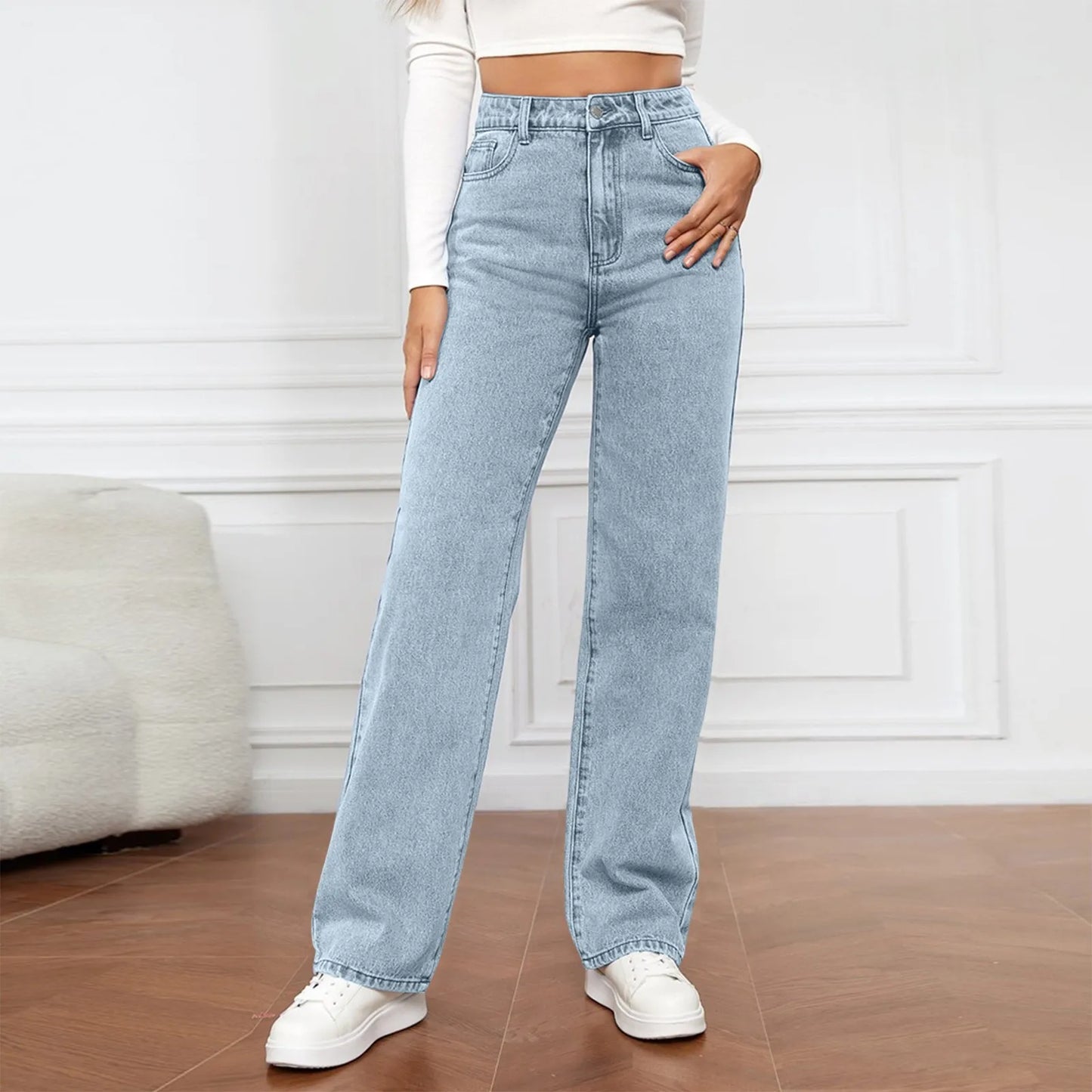 Versatile Straight Leg Pants Jeans