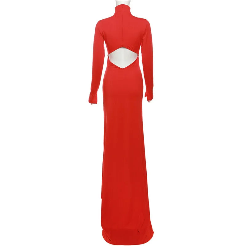 Women's Elegant Red Cut Out Dress