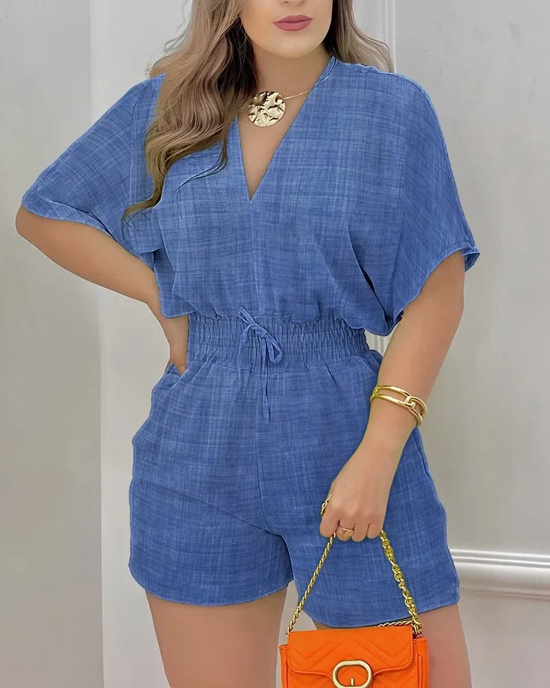 Women V Neck Tops Rompers Overall