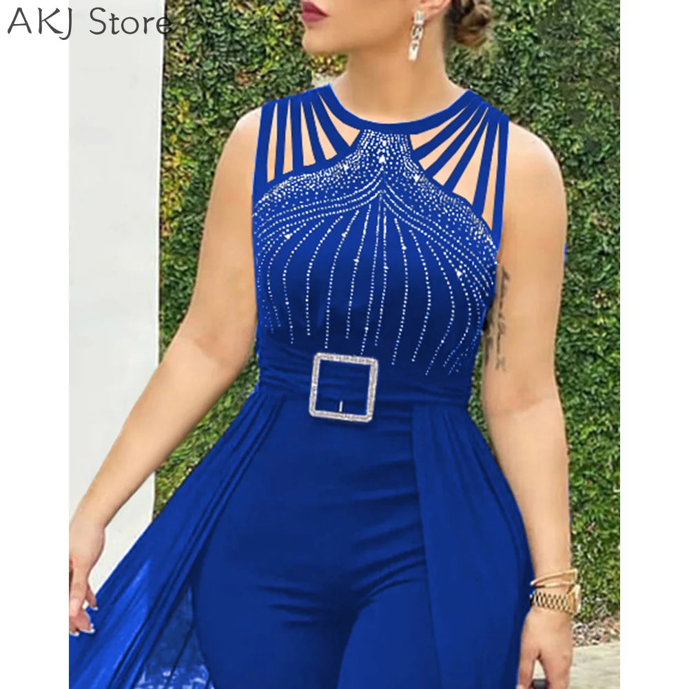 Women's Sheer Mesh Sleeveless Jumpsuit