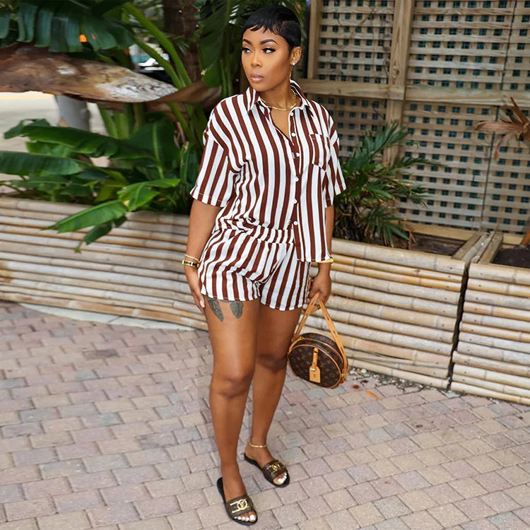 Women's Striped Suit Short Sleeve