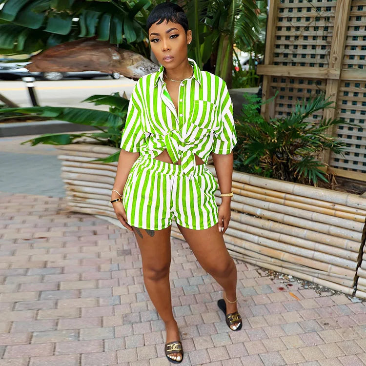 Women's Striped Suit Short Sleeve